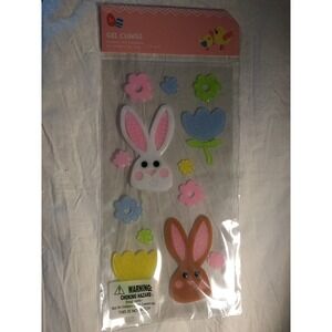 NEW Spring Summer Easter Rabbits Bunnies Flowers Window Gel Clings Decors 29 ct!